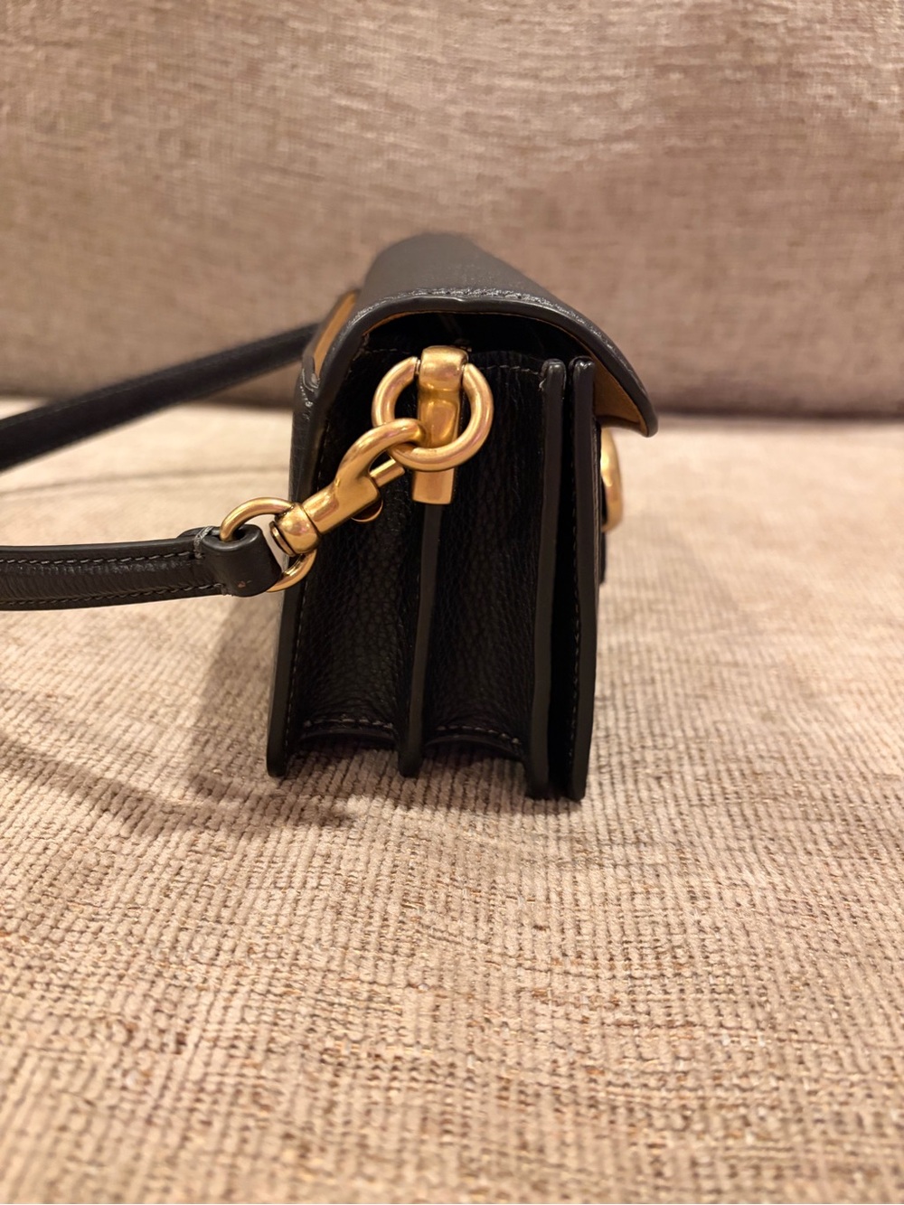 Coach Black Pebbled Leather Crossbody with Gold Hardware - Picture 9 of 11
